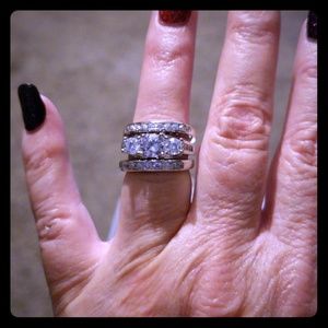 24 hr price drop white sapphire 3 ring set
